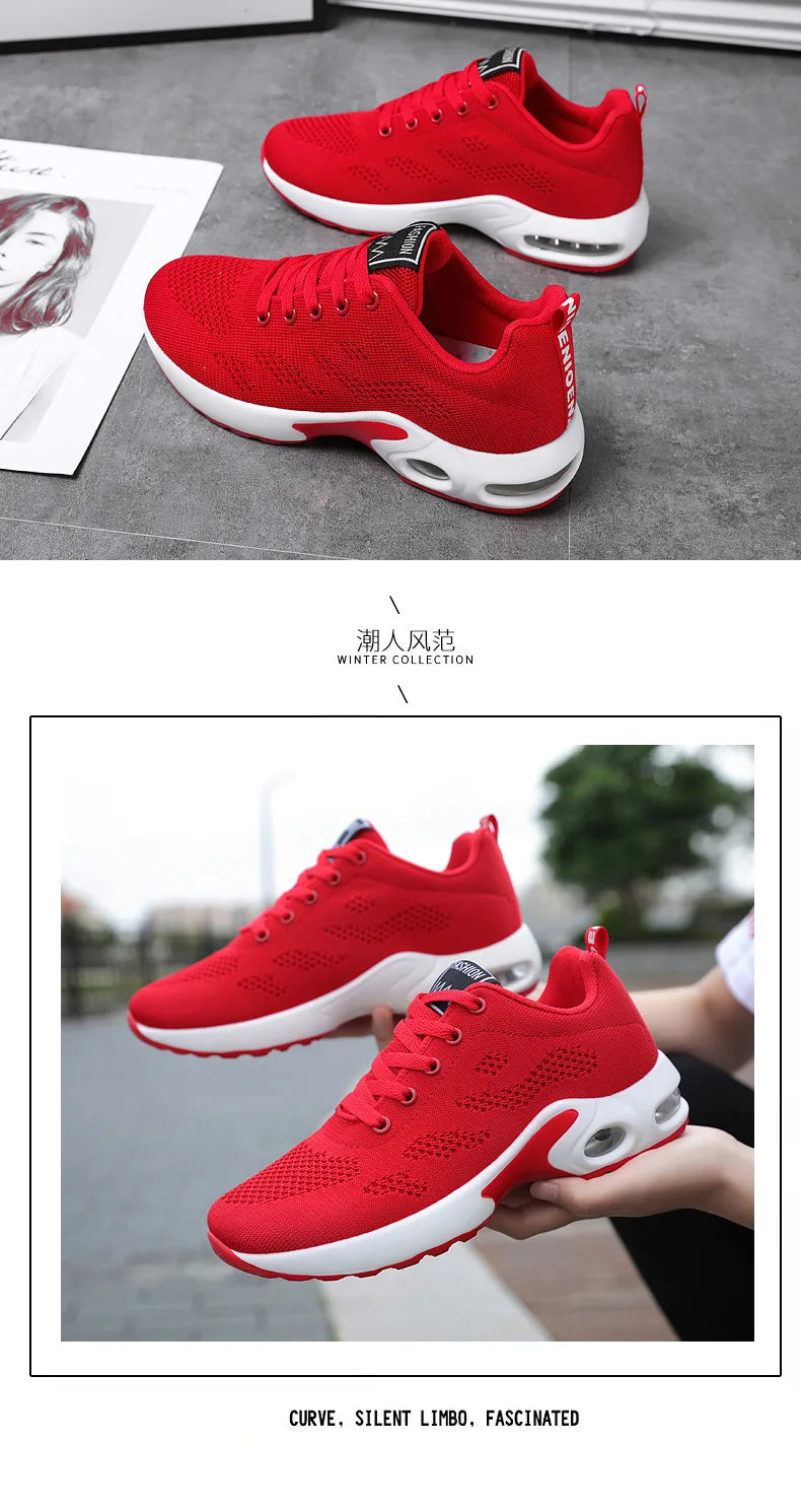 Women Mesh Breathable Casual Sneakers Lace-up Vulcanized Shoes Ladies Platform Sneakers Female Shoes Plus Size Zapatos De Mujer