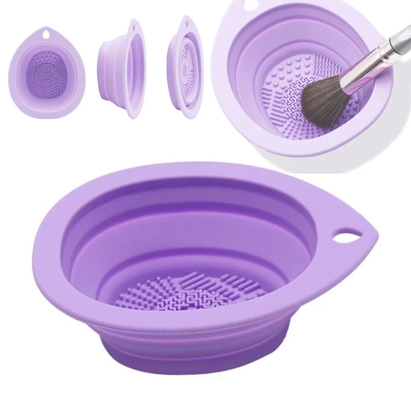 New Silicone Makeup Brush Cleaner Folding Powder Puff Cleaning Bowl Eyeshadow Brushes Washing Soft Mat Beauty Tools Scrubber Box
