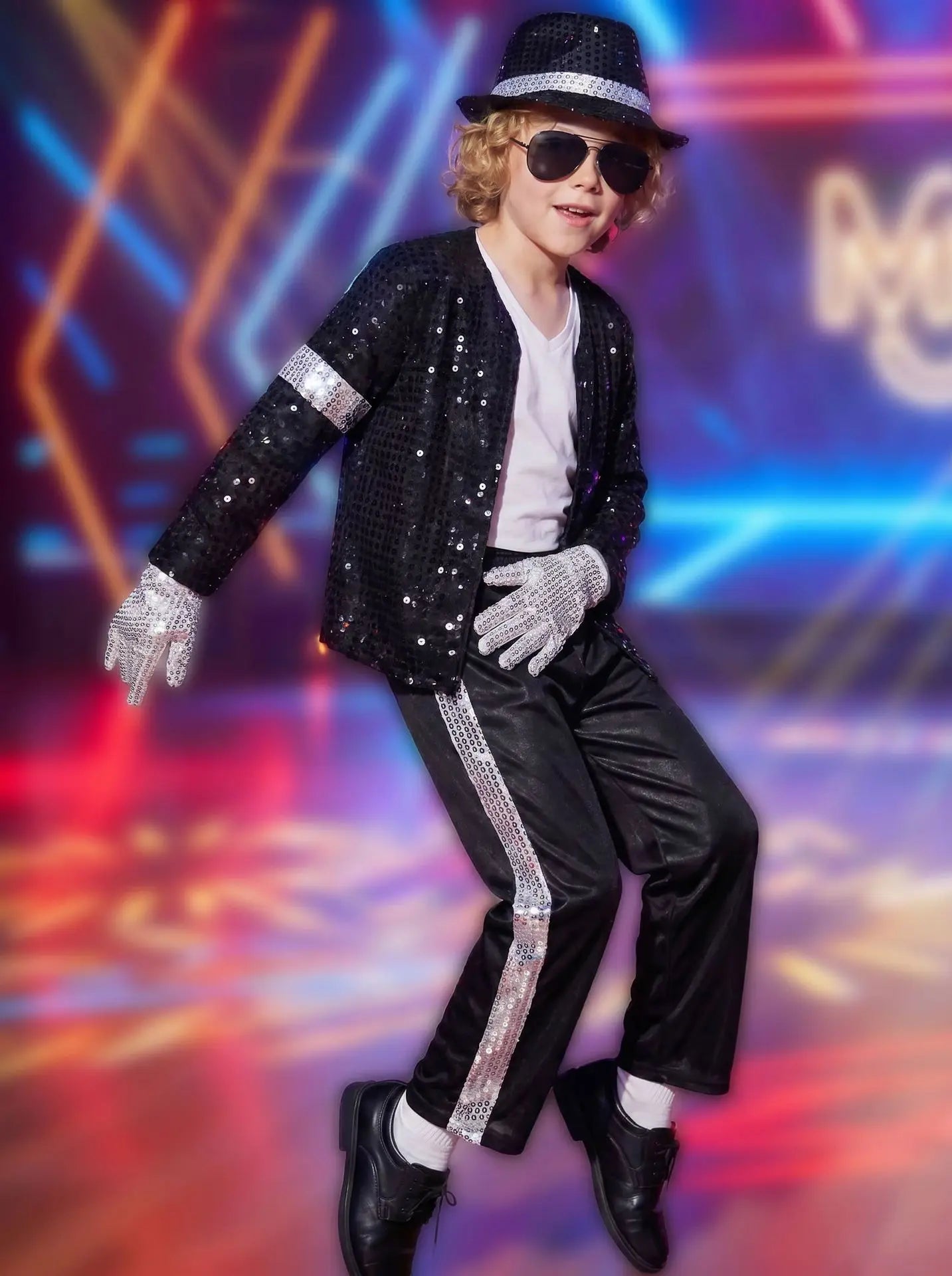 Adult Kid 80s 90s Pop Star Jackson Cosplay Outfit Hip Hop Dance Matching Family Costume for Halloween Carnival Stage Performance