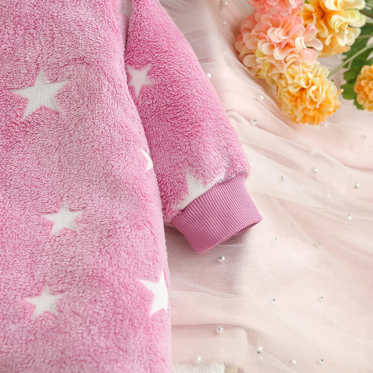 Girls Winter Casual Zipper Hooded Plush Onesie Baby Romper Suit Comfortable Soft Fabric Baby Clothes for Infants