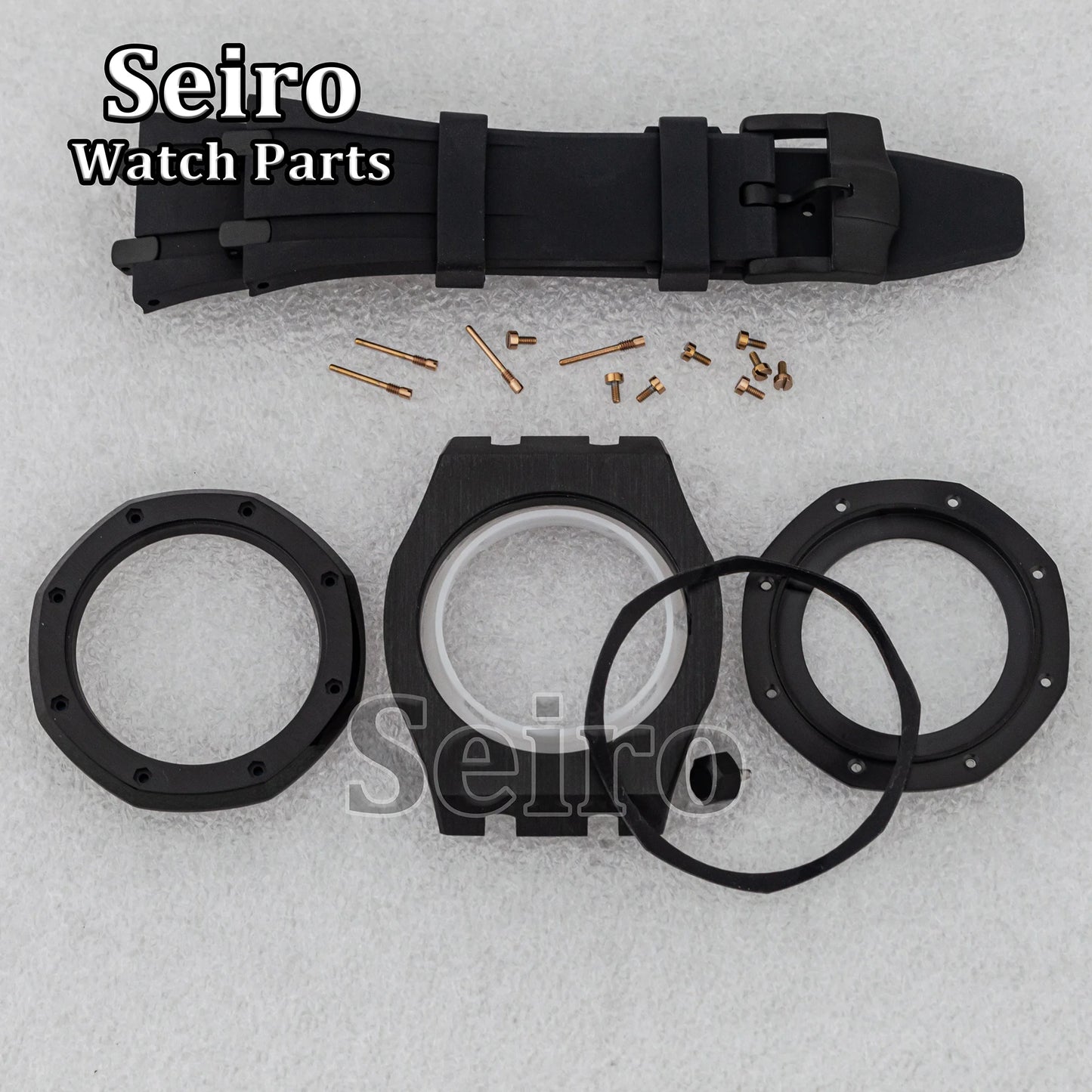 42mm Octagon Watch Case Rubber Strap Sapphire Crystal 10bar for 31.8mm Dial Royal Oak NH35 NH36 Movement Watch Modified Parts