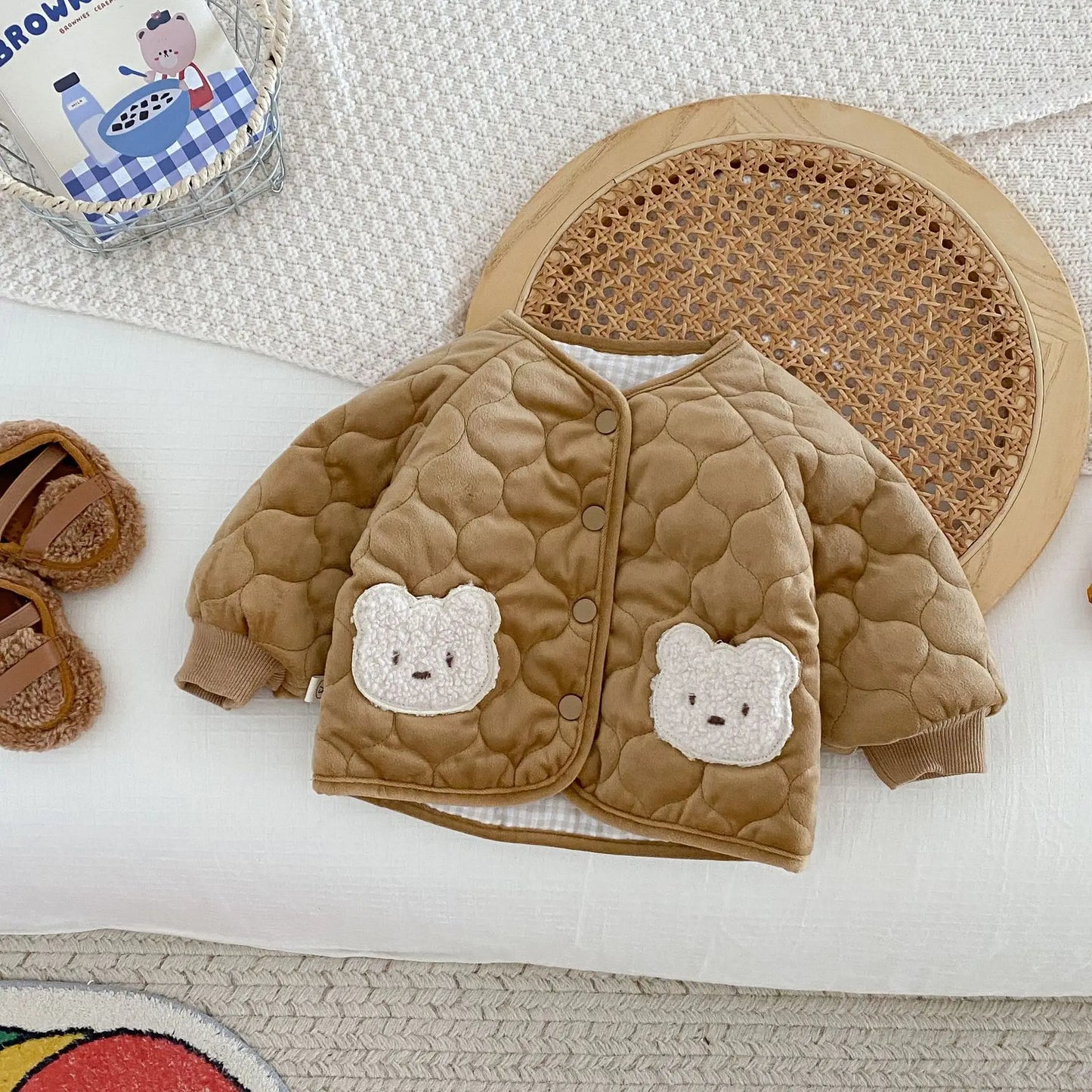 Double-sided Baby Winter Jackets Cute Bear Autumn Baby Outerwear Clothes Casual Kids Coats for Girls Boys Tops Clothing 0-5Y