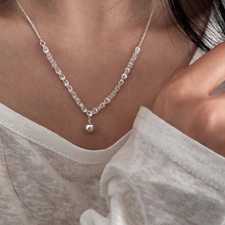 VENTFILLE  925 Sterling Silver Black Agate Necklace for Women Girl Snake Bone Chain Water Drop Jewelry Gift Dropshipping