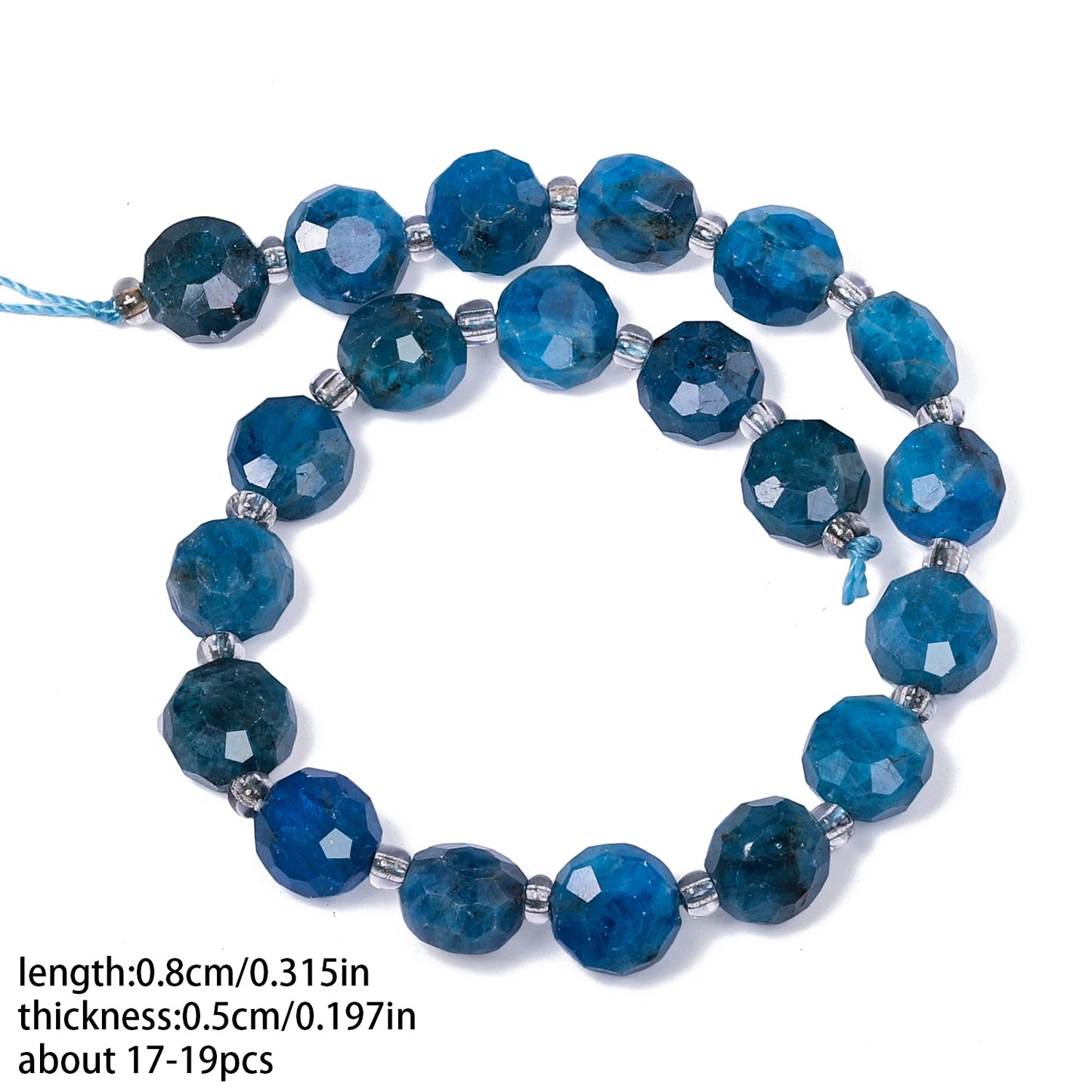 Natural Blue Apatite Gems Stone Beads 8x5mm AAA Faceted Flat Round Coin Shape Beads for Jewelry Making Diy Accessories