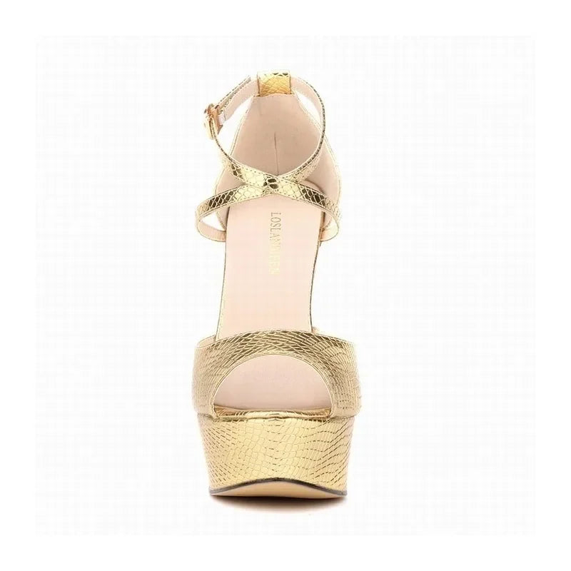 Women Sandals Stilettos Summer Sexy Peep Toe Leather Buckle Platform Pumps 14cm Extremely High Heels Party Dress Wedding Shoes