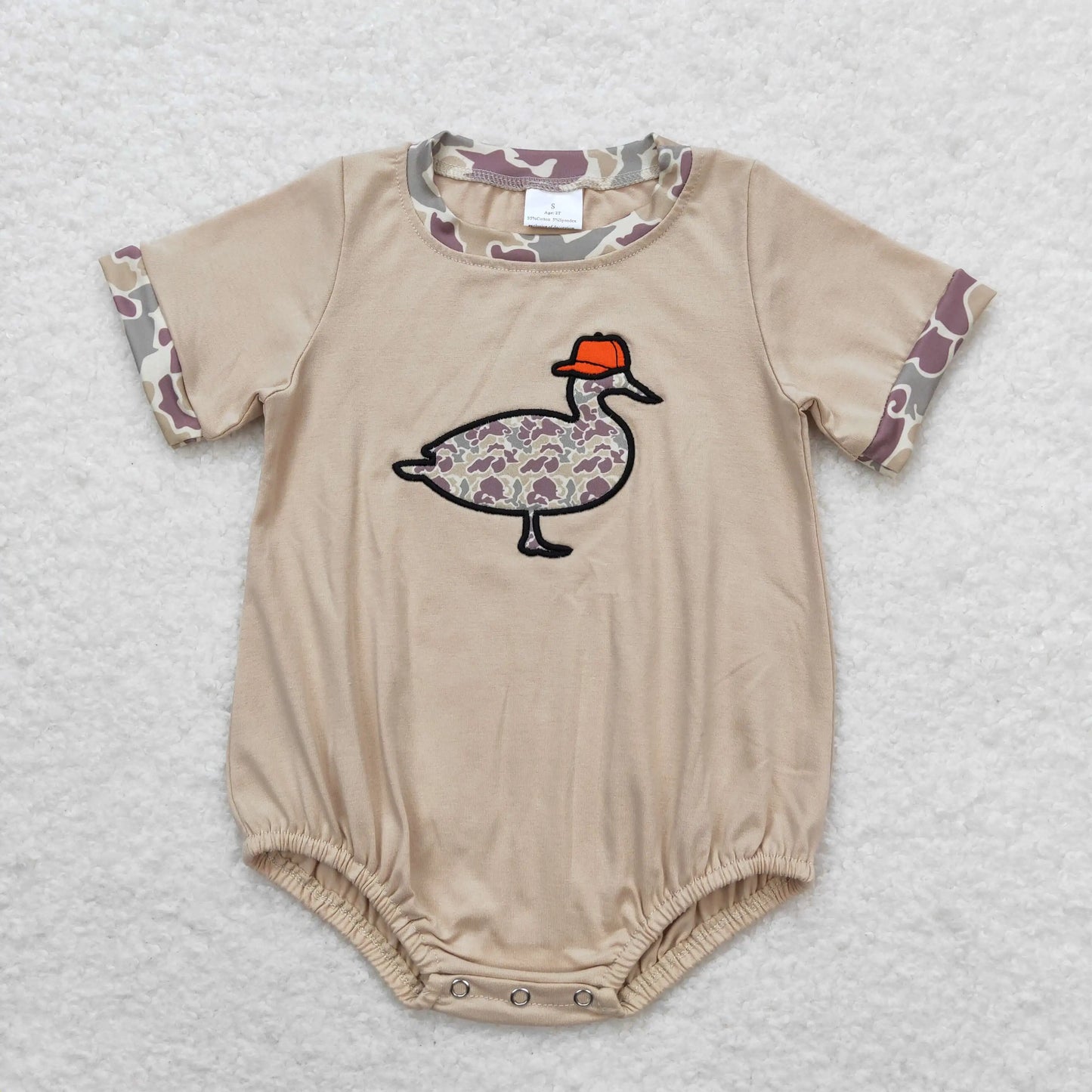 SR2392 Wholesale baby rompers kids clothes boys Embroidered camouflage duck Short sleeve romper Summer Boutique baby boy clothes