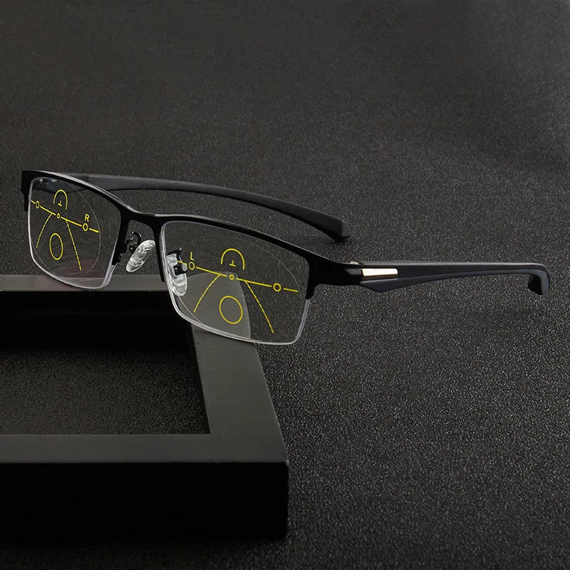 Multifocal Progressive Reading Glasses for Business Office Computer Eyeglasses with Anti Blue Light Presbyopic Lens Eyewears