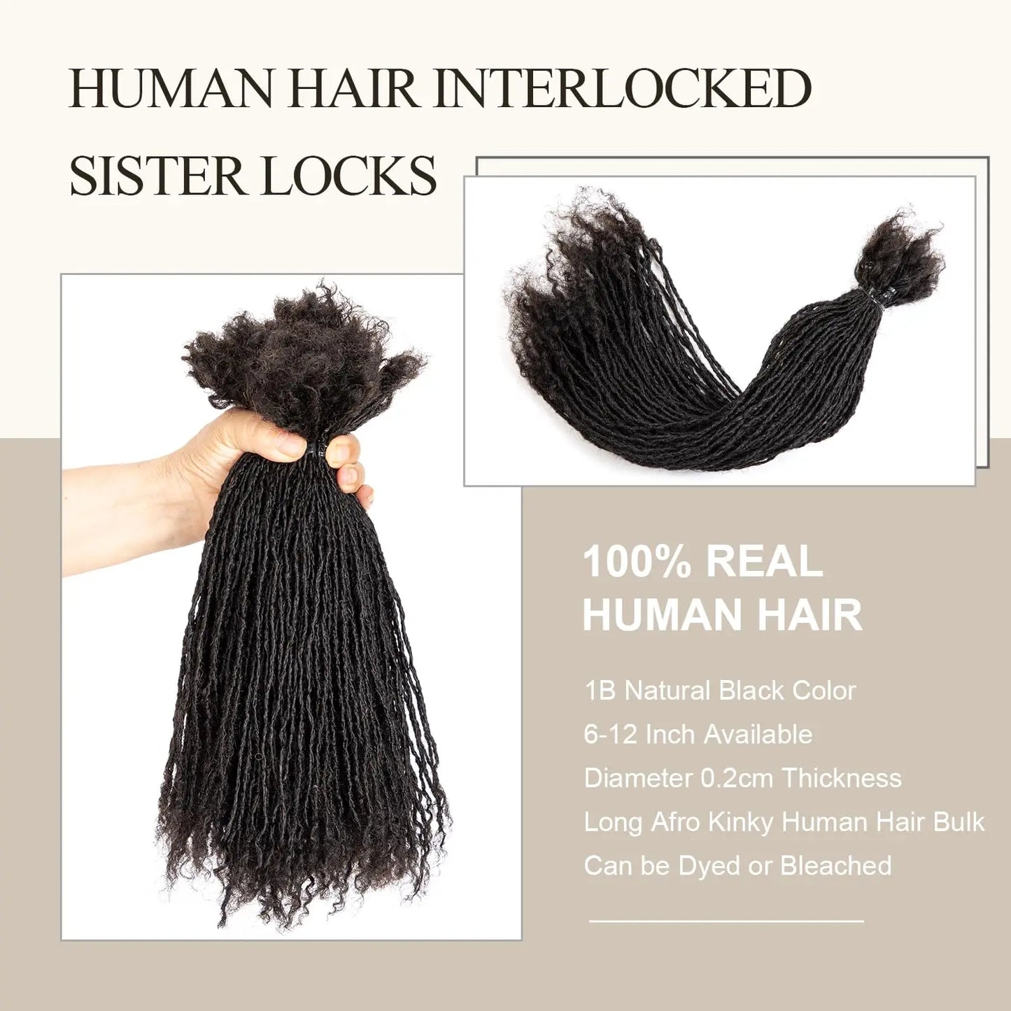 0.2 Sisterlocs Handmade Interlocs Dreadlock 100% Real Human Hair Permanent Micro Locs Extensions Natural Looking Soft Dreadlock