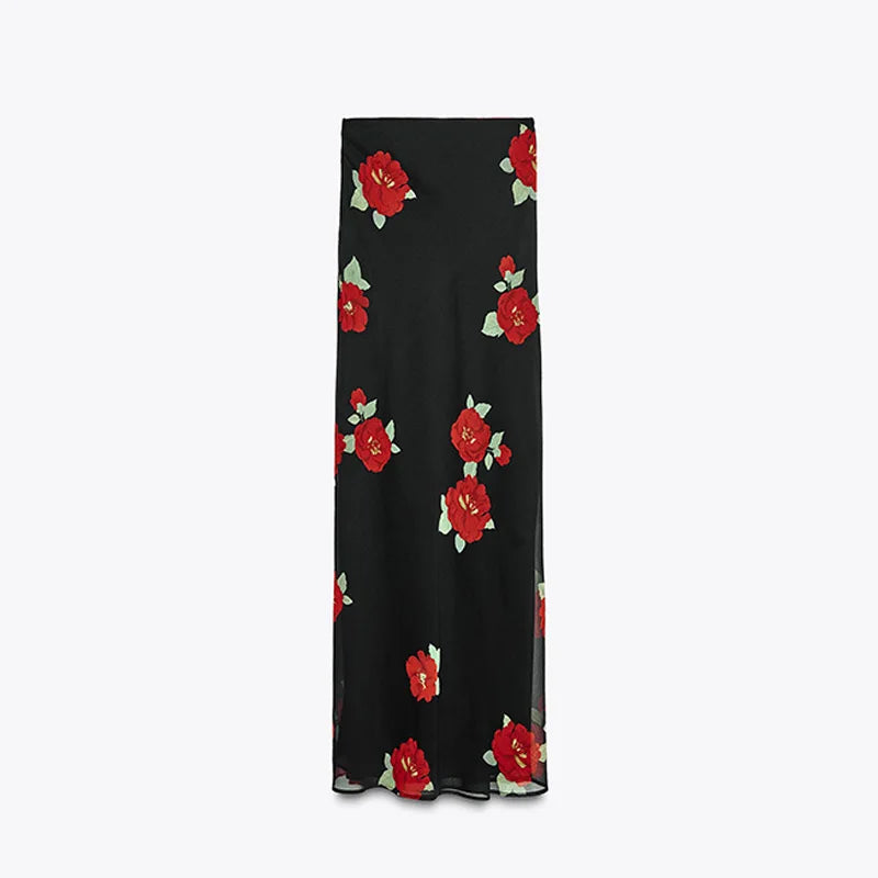 Printed Layered Pleated Top Half Skirt Women Set Sleeveless Slim Top Straight Tube Fishtail Skirts Summer Beach Vacation Suit
