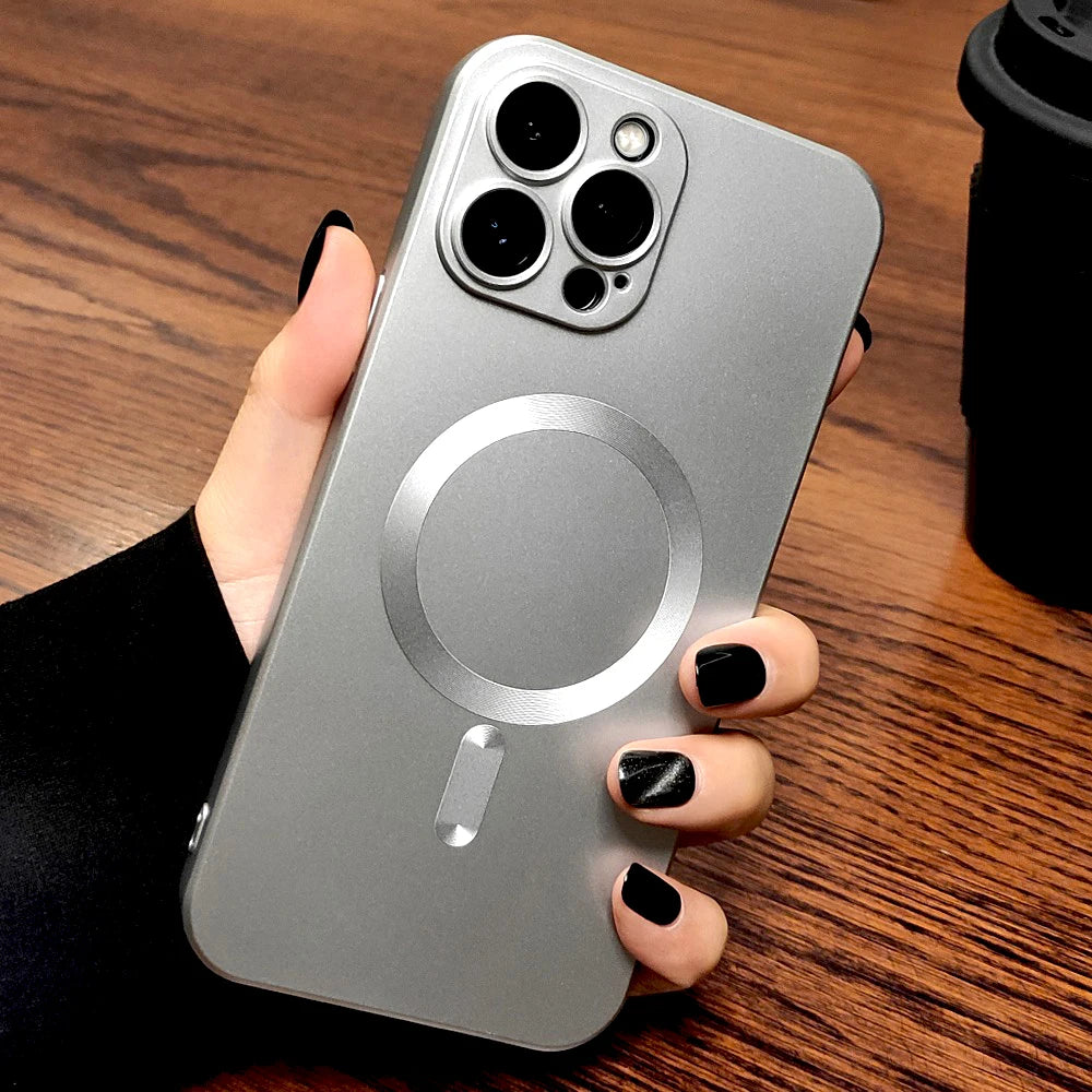 Luxury Soft TPU Matte Case For iPhone 16 15 14 13 12 11 Pro Max Plus 15Pro IPhone15 For Magsafe Mag Safe Wireless Charge Cover