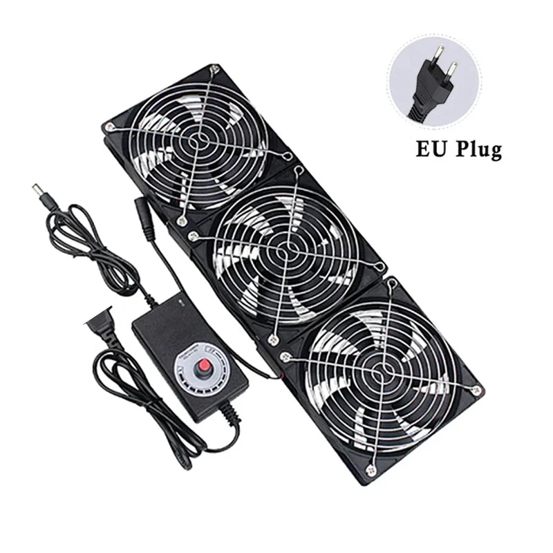 220V 12V Exhaust Cooling Fans with Controller 12cm for Workstation Cabinet Radiator Server Fan for GPU VGA Btc Machine Chassis