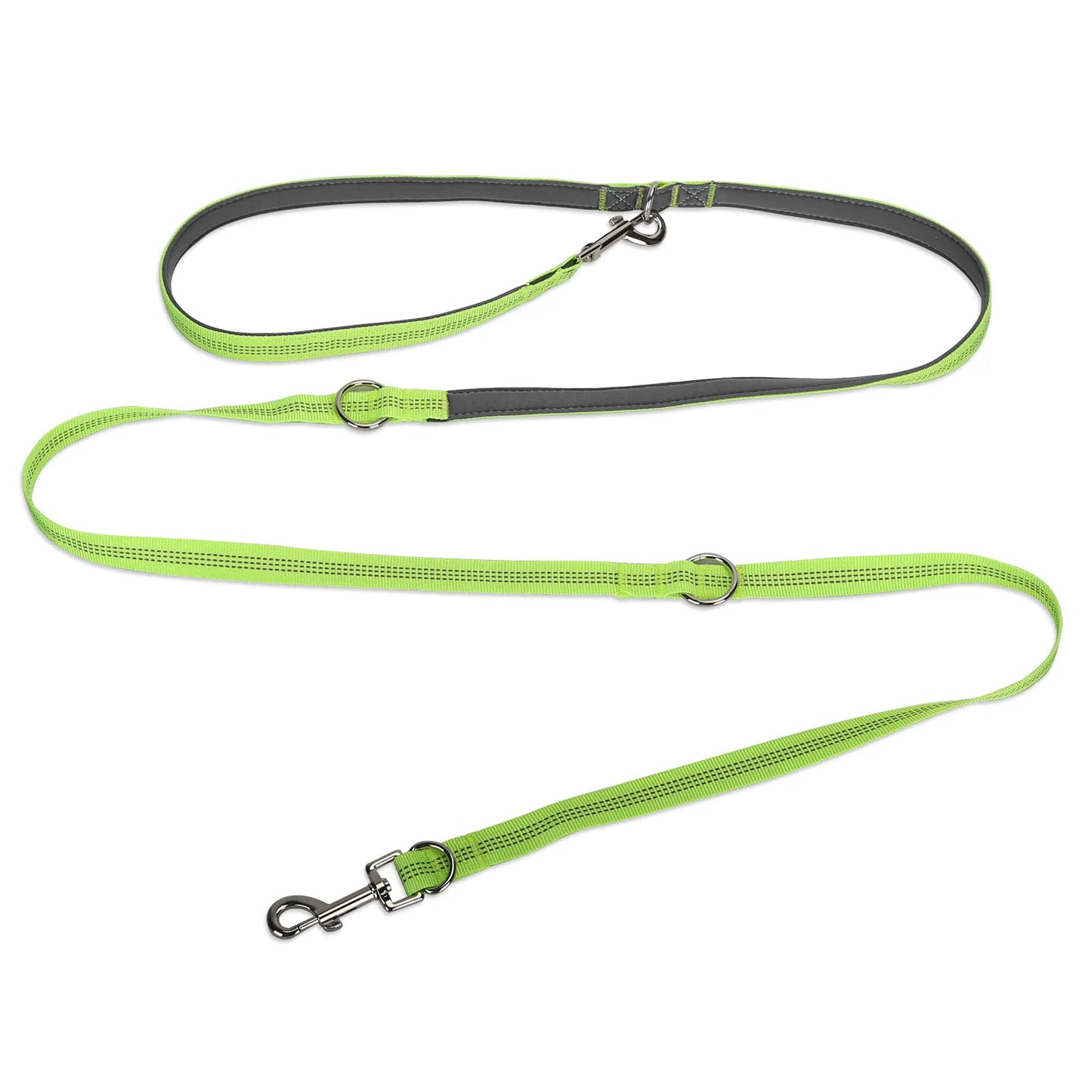 Crossbody Dog Leash Versatile Crossbody Waist Leash with 3 Rings Puppy Walking Leash Reflective Nylon Multifunctional Pet Rope