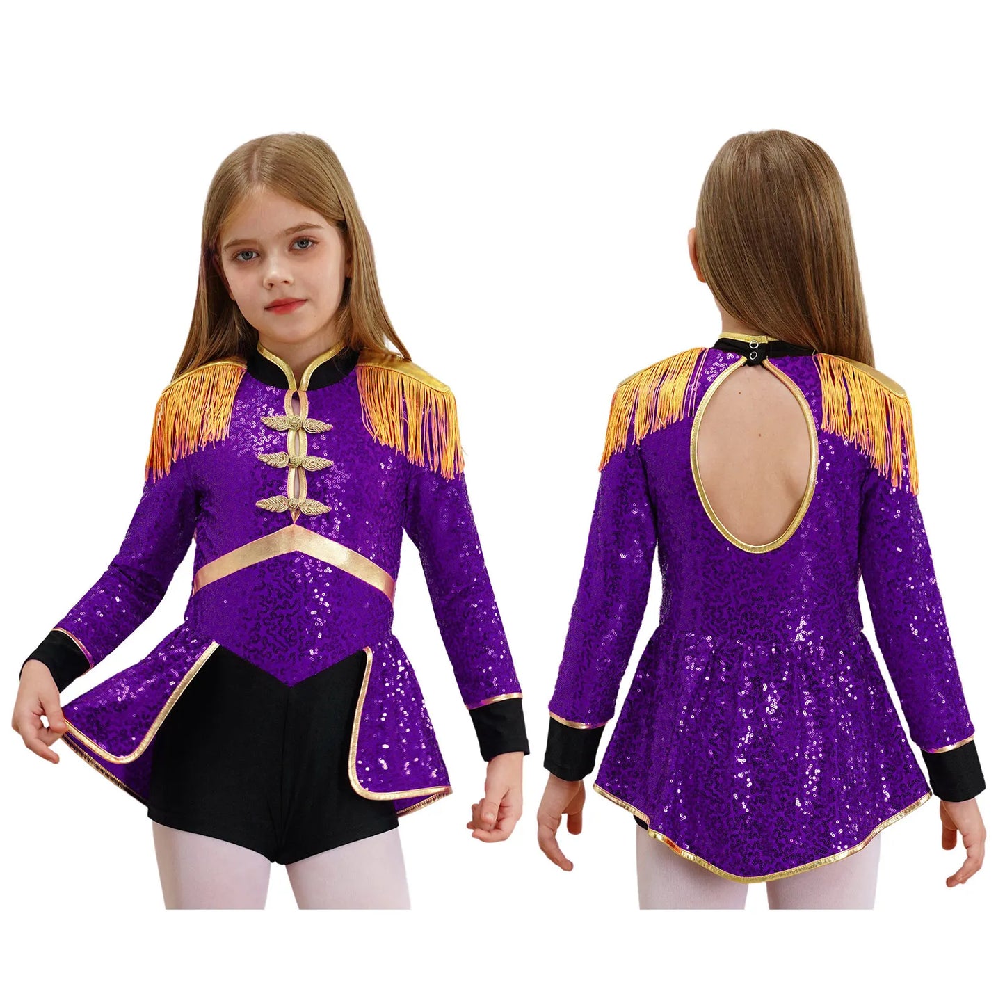 Halloween Costume Romper Circus Ringmaster Cosplay Carnival Party Shiny Sequins Leotard Dress Drum Majorette Magician Dress Up