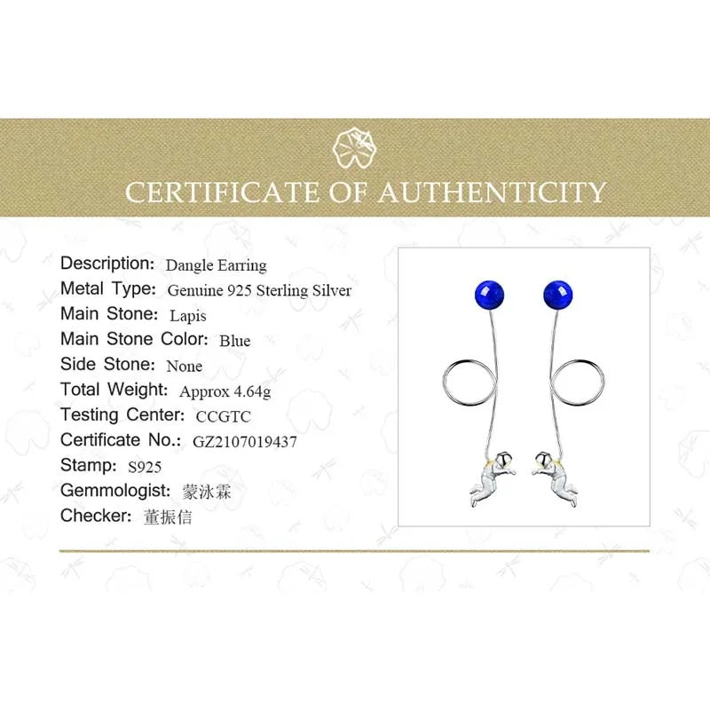 Lotus Fun Natural Stone Unusual Space Odyssey Long Tassel Dangle Earrings For Women Real 925 Sterling Silver Fashion Jewelry