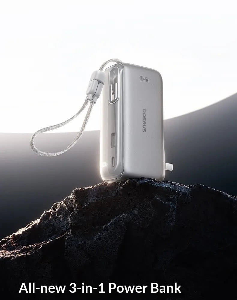 Baseus 67W Pro 3 In 1 Portable Power Bank Retractable Cable Charger 3C Certified Airline Approved For Smartphone 10000mah