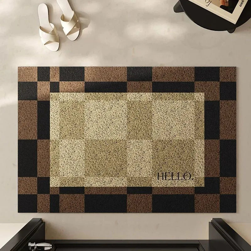 Wave Point Non-slip PVC Retro Entrance Doormat Floor Mats Silk Loop for Entryway Porch Hallway Home Decor Dust Removal Carpet
