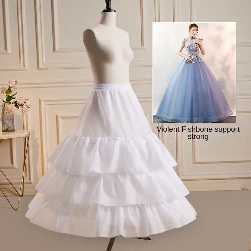 Bridal Petticoat Crinoline Underskirt Women with 3 Hoops Bone and With Ruffles for Wedding Dress Ball Gown
