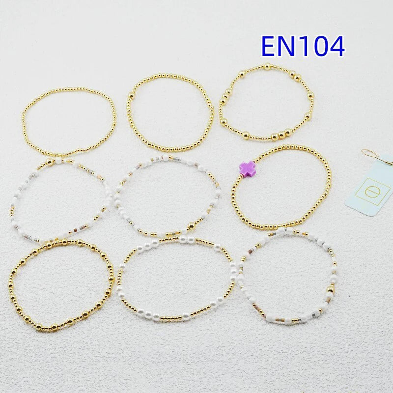VKVVA Fashion Jewelry Gold-plated Purple Cross Beaded Bracelet set for 9pcs Women Birthday Gifts