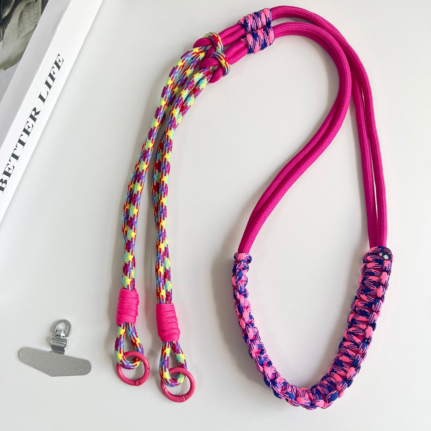Hand Woven Fried Dough Twists Lanyard Fixed Card Color Contrast Diagonal Shoulder Lanyard Mobile Phone Lanyard Durable Lanyard