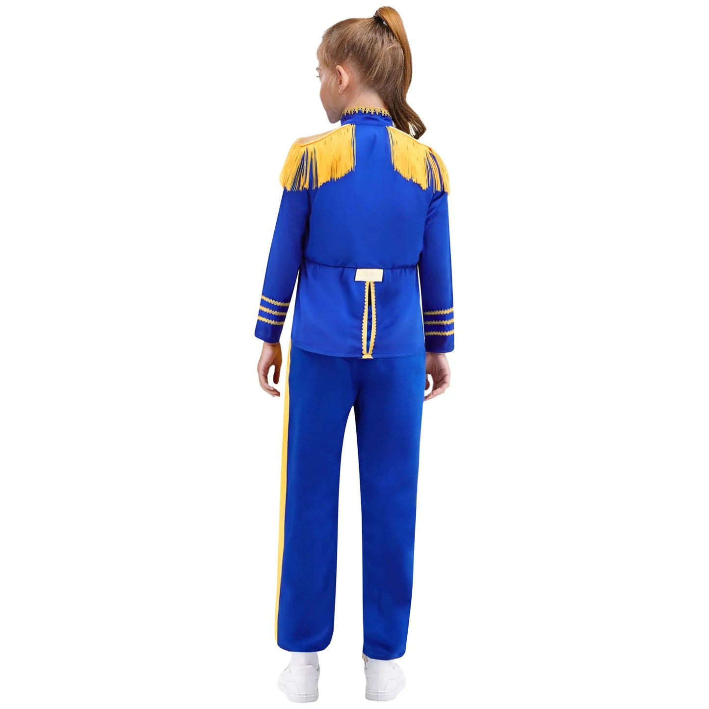 Kids Girls 60s Retro Hippie Rock Band Musician Costume Halloween Cosplay Carnival Party Circus Drummer Parade Tassel Jacket Coat