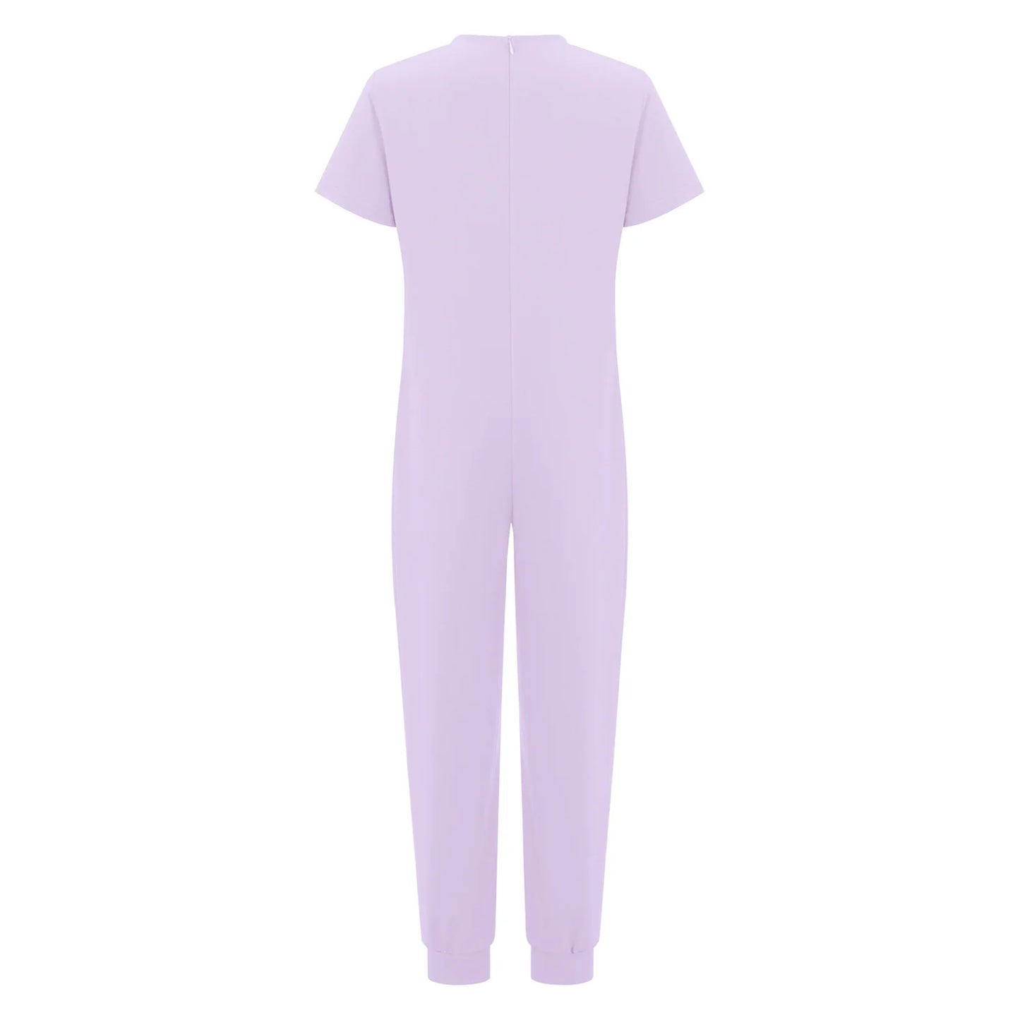 Kids Boys Girls Special Needs Adaptive Clothing Cotton Round Neck Short Sleeve Back Zipper Solid Color Full Body Jumpsuit Romper