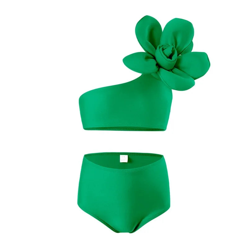 Baby Bikini Girls Sleeveless Swimsuit Set Cute Flowers Fashion Swimwear Summer New Children Beach Sunny Beachwear Suit 3-12 Year