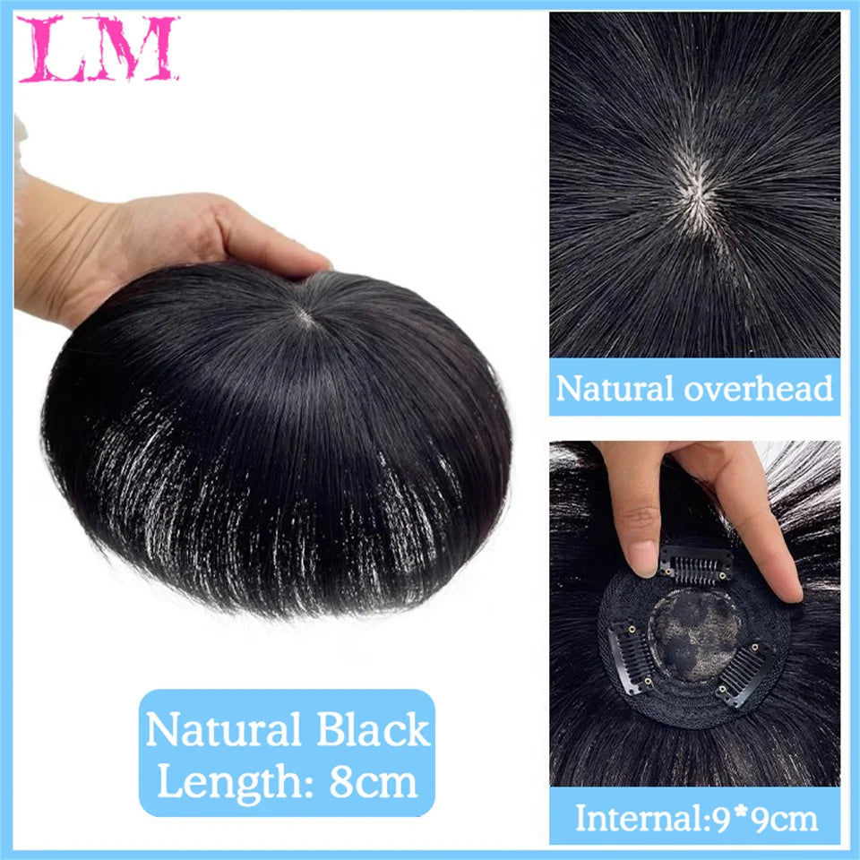 LM Hair Bangs for Mens Clips in Real Hair Bang Cover High Forehead 100% Human Hair Bangs Fringe Extension for Volume