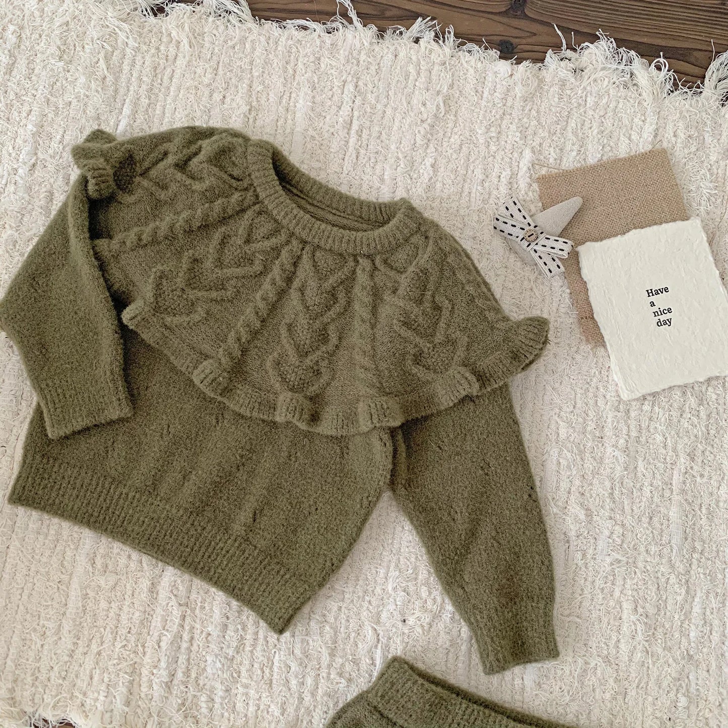 4487 Baby Clothing Set 2024 Autumn and Winter Baby Knitted Sweater Suit Twist Sweater +pp Short