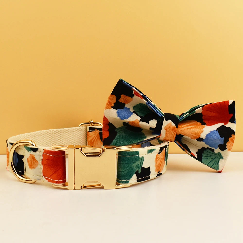 pets accessories dog collar leash harness set dog collar bow tie Printed pet products personalized luxury tactical dog collars