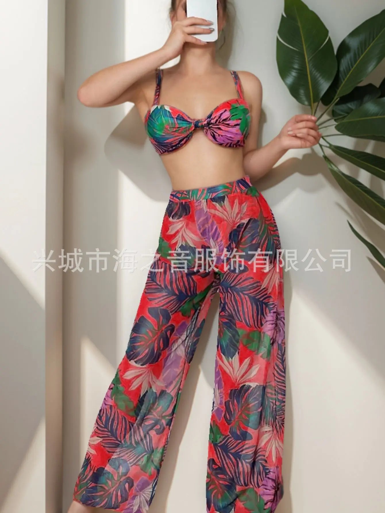 New Swimwear Sexy Bikini Mesh Trousers Three-piece Split Women's Swimsuit