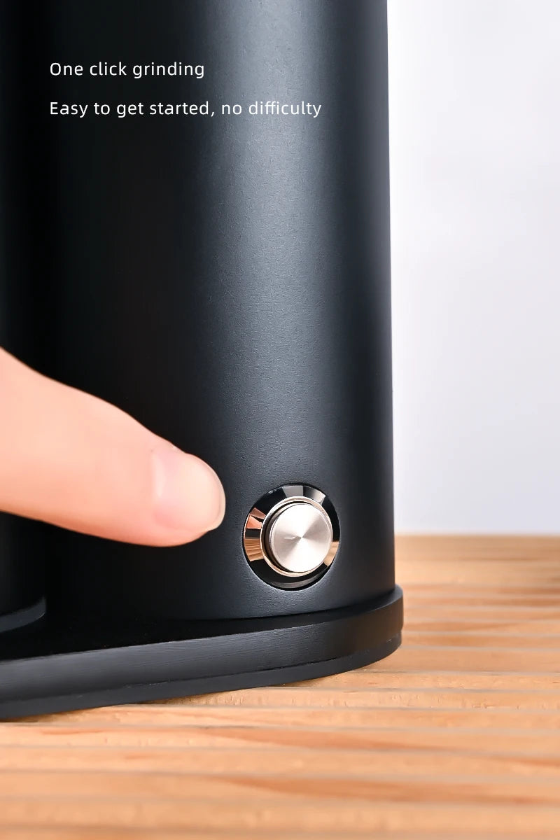 New Black Aluminum Electric Automatic Burr Mill Grinder Adjustable Stainless Steel Blades Coffee Grinder