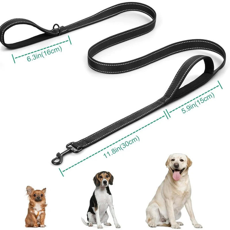 Dog Leashes Outdoor Travel Dog Training Chain Heavy Duty Double Handle Lead for Control Safety Nylon Dog Leash Training Control