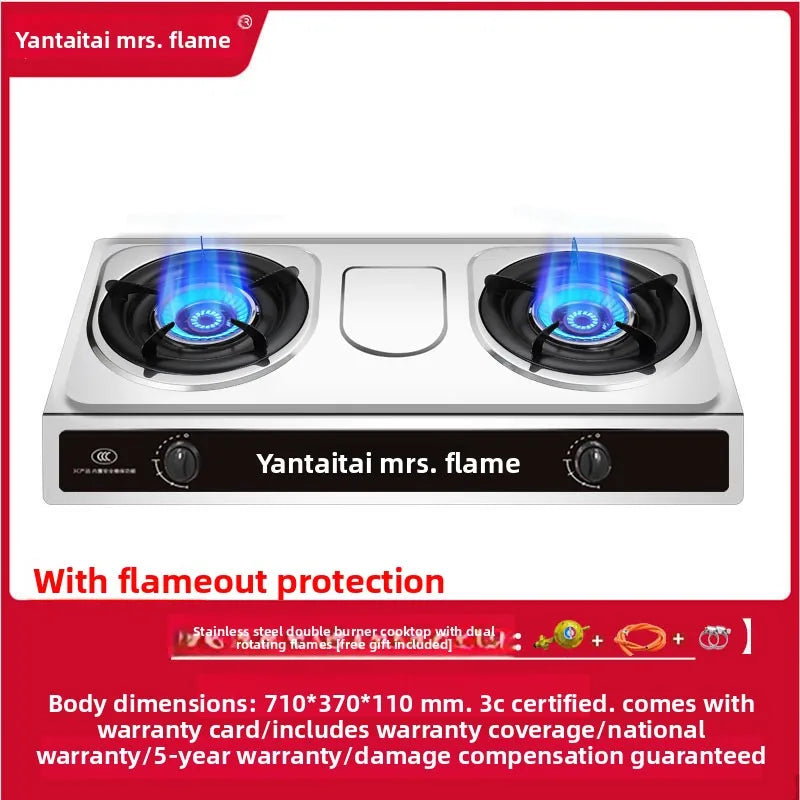 Double Burner Gas Stove Household Desktop LPG Natural Gas Energy Saving Old Style Stove abc