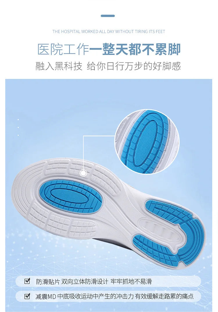 Platform White Shoes Women Casual Comfortable Light Nurse Work Shoes Fashion Slip on Non-slip Loafers Women Genuine Leather Shoe