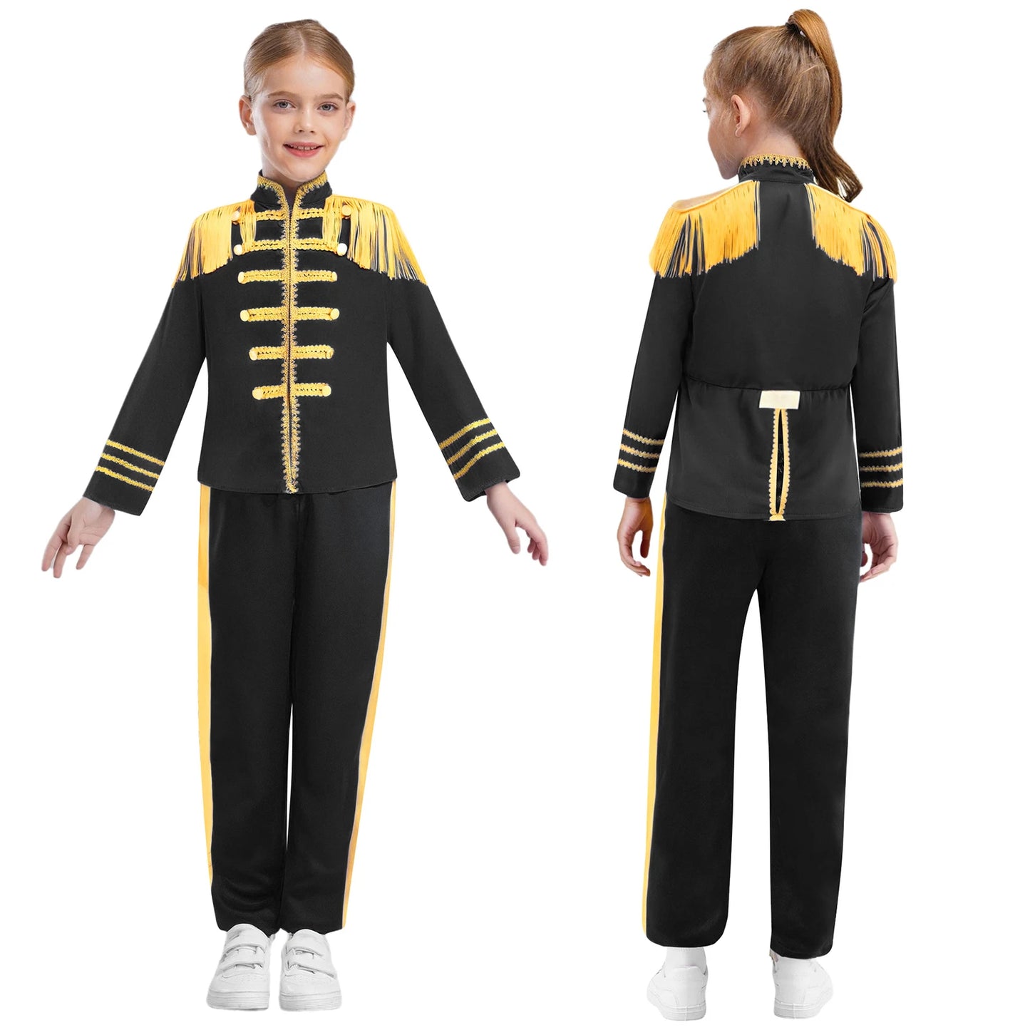 Kids Girls 60s Retro Hippie Rock Band Musician Costume Halloween Cosplay Carnival Party Circus Drummer Parade Tassel Jacket Coat