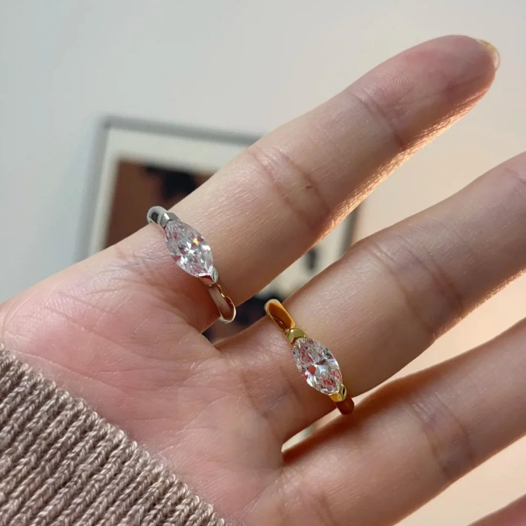 EWYA 1CT Marquise Cut Moissanite Solitaire Ring For Women 925 Silver GRA Certified Diamond Wedding Band Party Bridal Rings Gift
