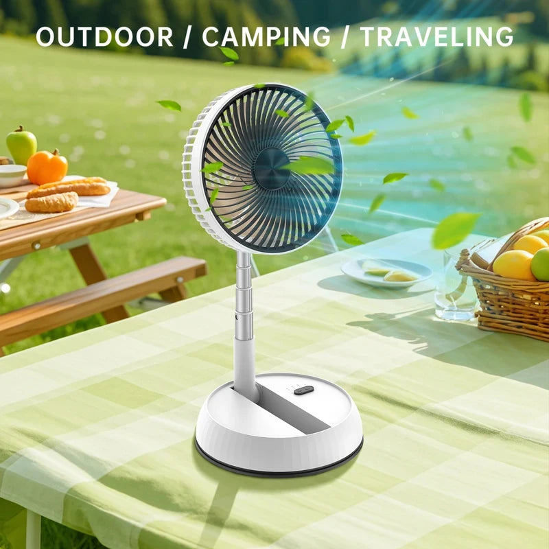 2026 Remote control retractable folding vertical fan USB outdoor camping convenient fan 180 °+90 ° shaking 8-inch desktop fan