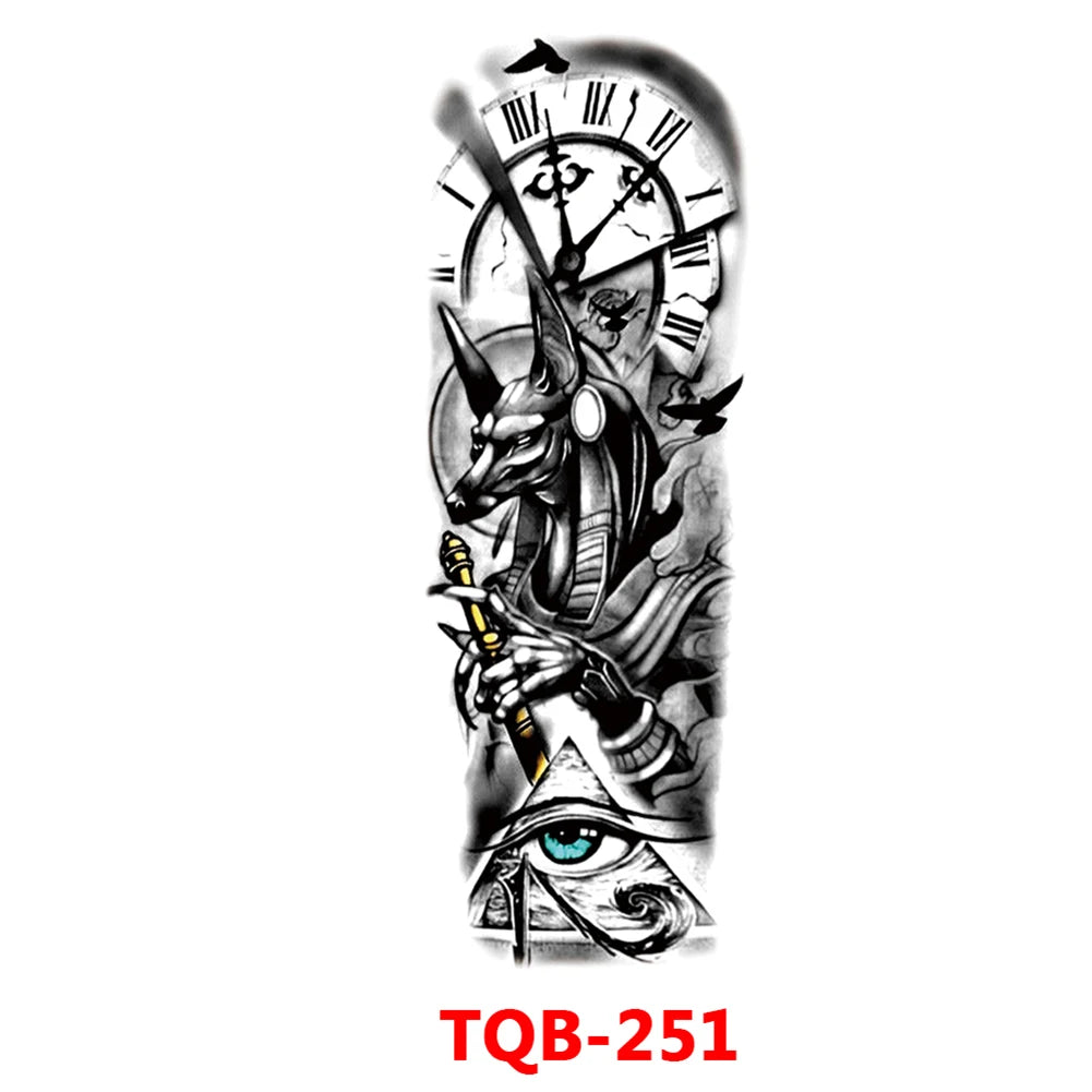 Full-arm Tattoo Stickers With The Crown Of The Virgin Of Jesus And Lion Waterproof Tattoo Stickers