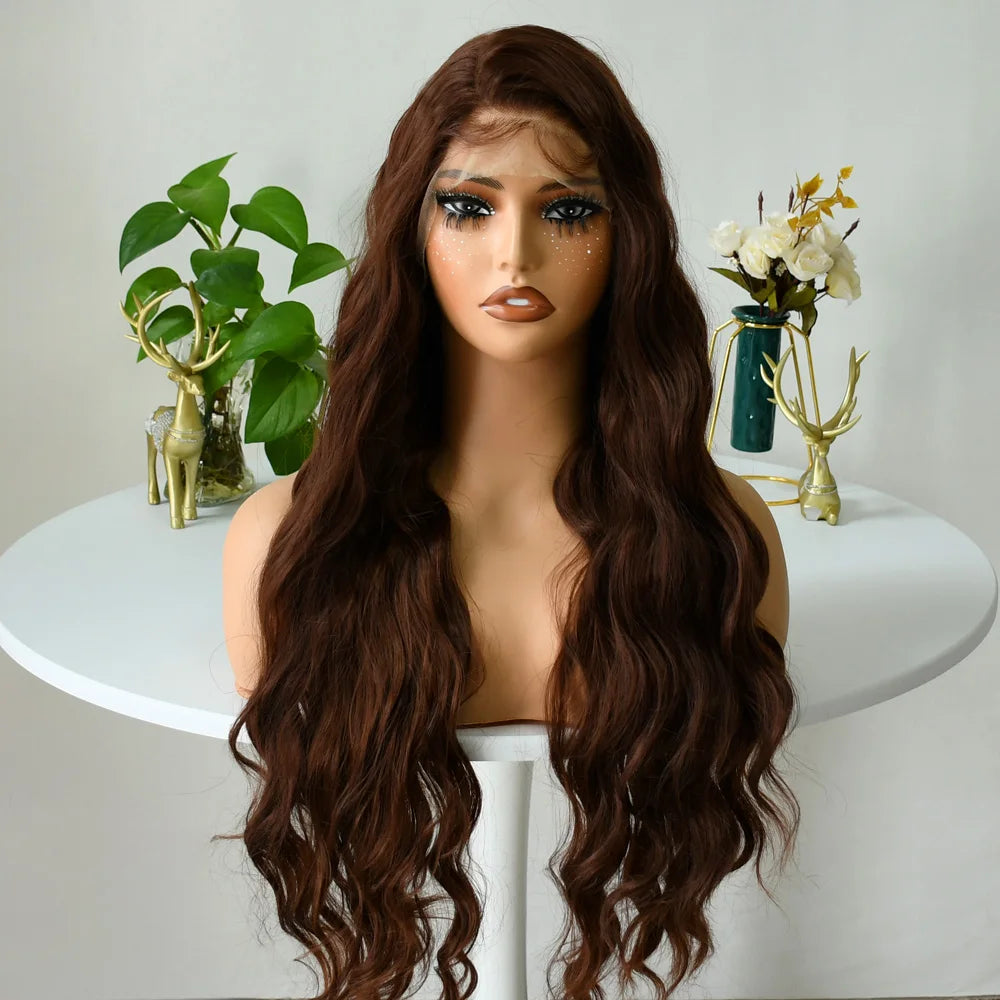 White Wig Body Wavy Lace Front Wig 13x4 HD Heat Fiber Pre Plucked Synthetic And Blend For Women Daily Wear Clearance Cosplay