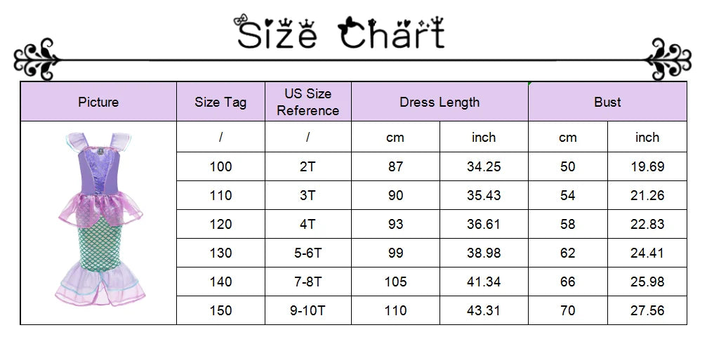 Halloween Birthday Carnival Princess Costume Dress Elsa Anna Snow White Aurora Moana Rapunzel Mermaid Belle for Girls 2-8Y