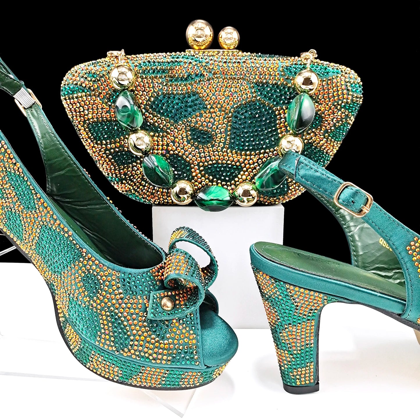 New Arrival Sky Blue Color Platform Design Party Wedding High Heel Peep Toe Lady Shoes and Bag Set and A Pair of Shoes
