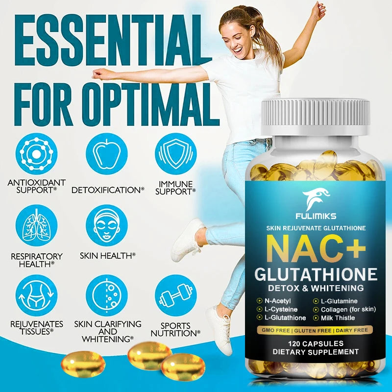 Glutathione & NAC Detox Formula Capsules, Supports Antioxidant Protection, Liver Function, Skin Brightening & Immune Balance