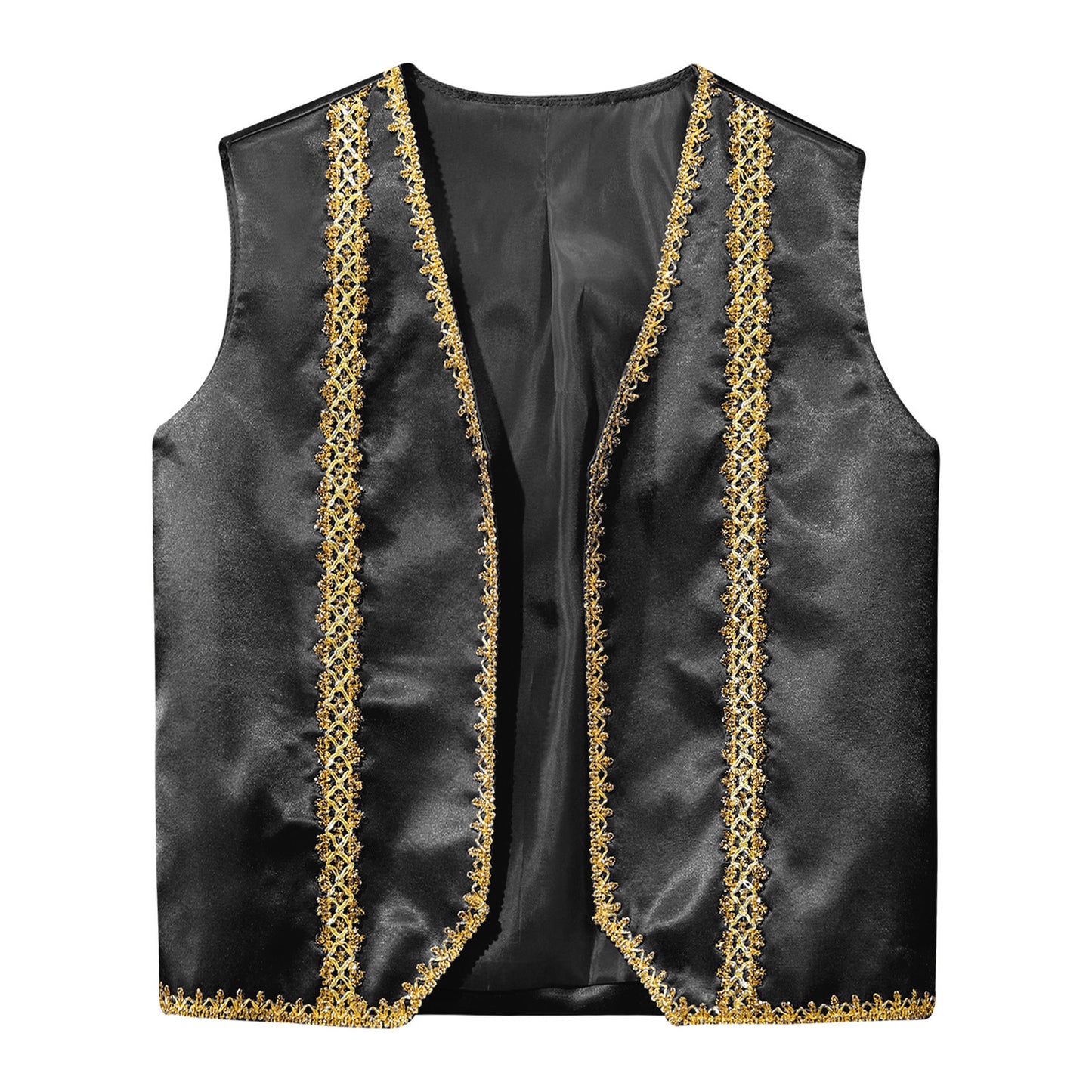 Kids Girls Boys Medieval Steampunk Costume Arabian Prince Sleeveless Golden Trim Waistcoat Vest Halloween Cosplay Fancy Dress Up