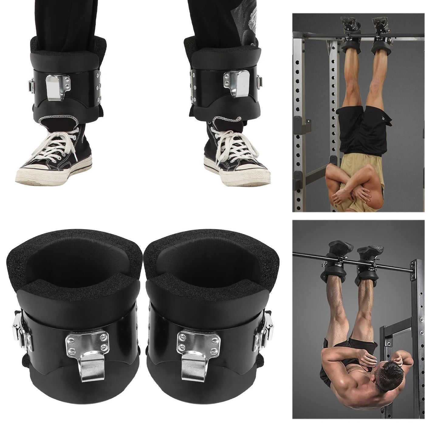 Upside Down Shoes Pair of Hanging Pull Up Boots Anti-Gravity Inversion Hang Up Boots for Home Gym Fitness Neck Back Pain Relief