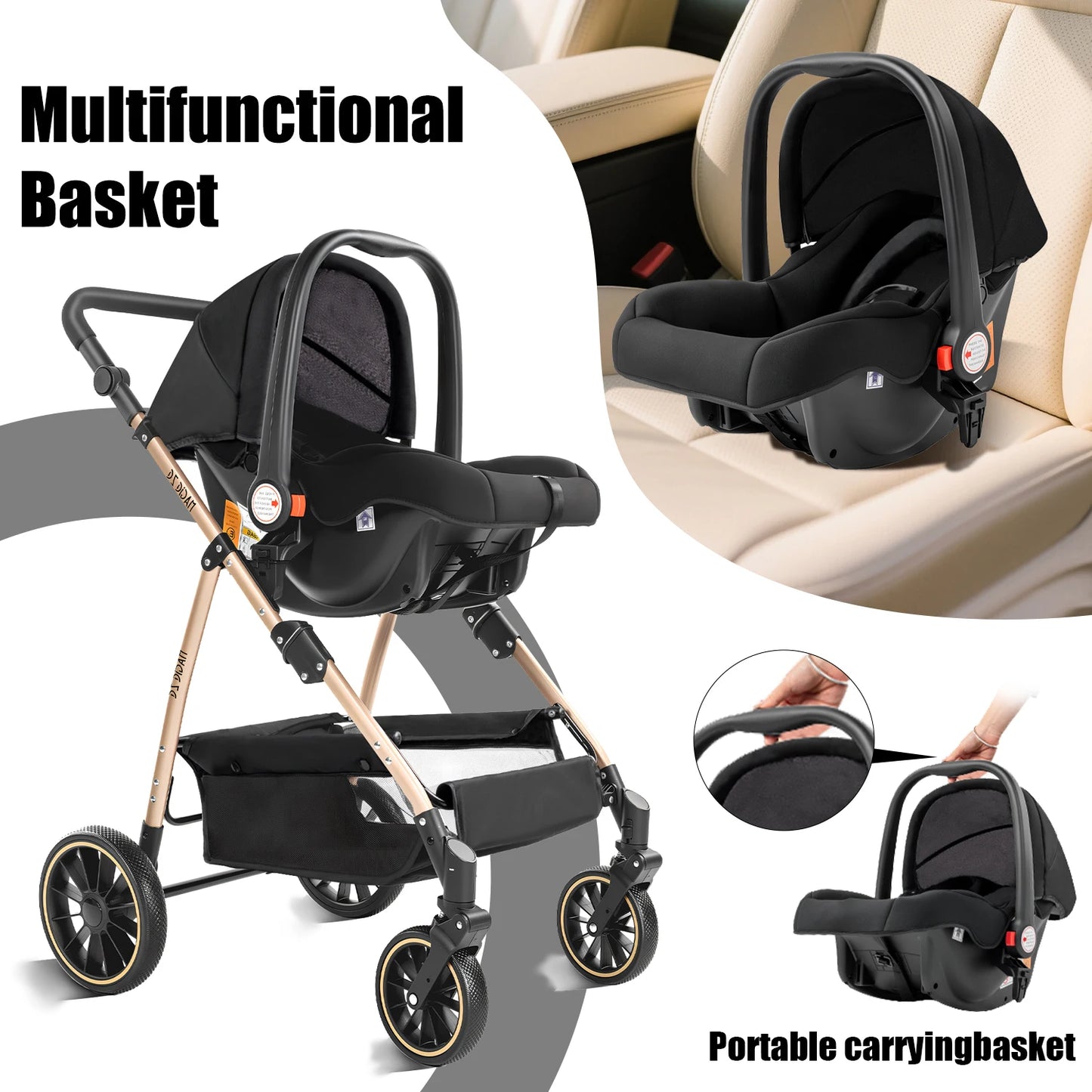 3-in-1 Baby Stroller Convertible Car Seat Carrier Newborn
