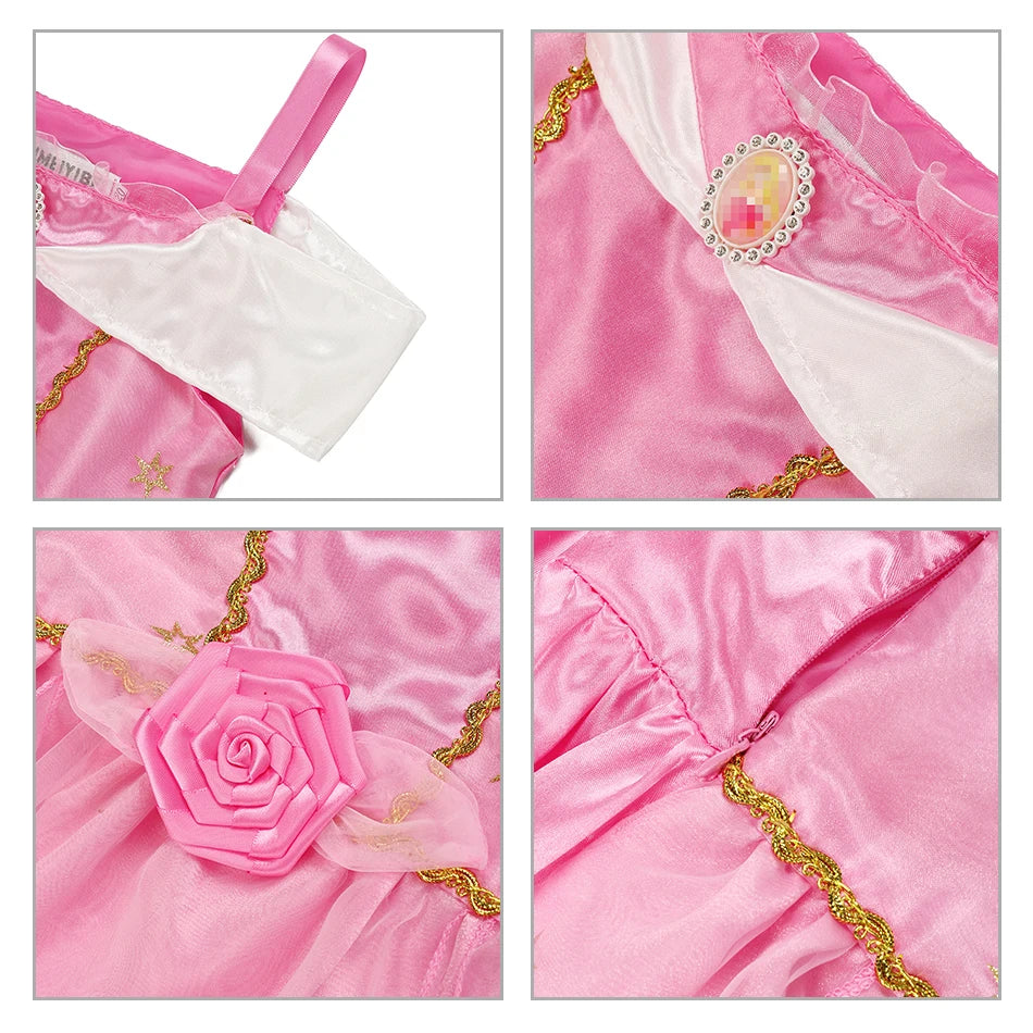 Halloween Birthday Dress Cinderella Snow White Aurora Rapunzel Princess Costume for Girls Kids 2-8Y