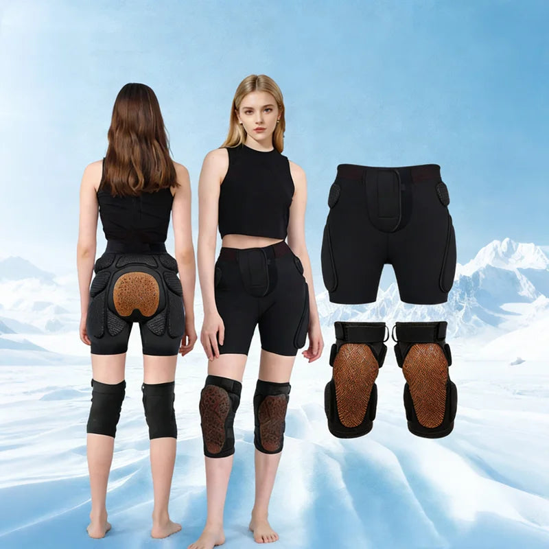 Outdoor Ski & Snowboard Protective Gear Set - Breathable Anti-Fall Hip Pants & Knee Pads for Skiing Ice Skating