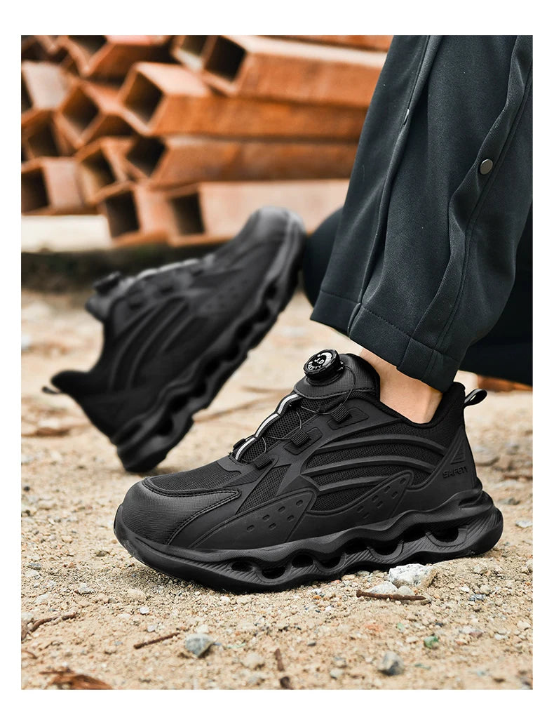 Rotating Button New Safety Shoes Men Anti-smash Anti-puncture Work Shoes Fashion Men Sport Shoes Security Protective Boots Men