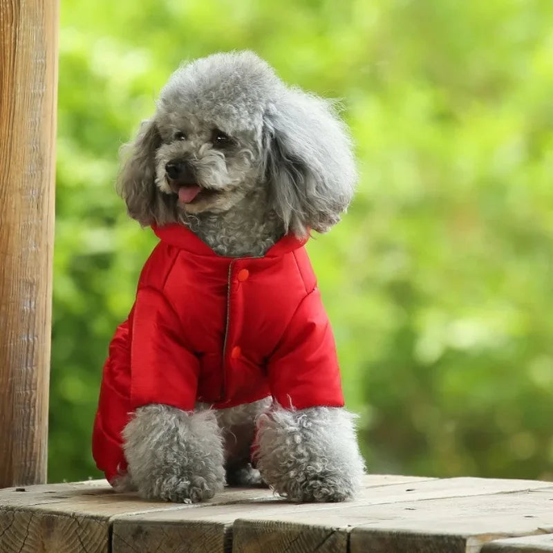 Winter Dog Jumpsuits Warm Soft Dog Clothes Padded Cotton Puppy Down Jacket Fashion Solid Cat Jumpsuit Coat Chihuahua Pet Clothes