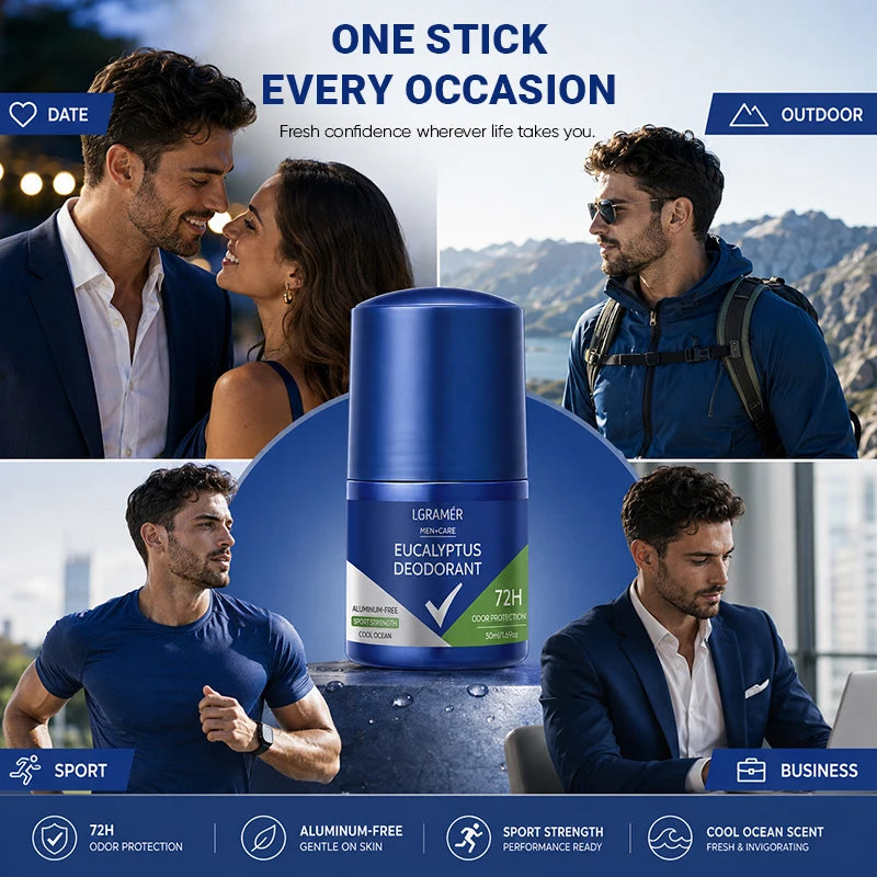 Men's Care Eucalyptus Deodorant Cool Ocean Scent Deodorant Stick Effective Anti Perspirant Control Sweat Smell Fresh Body Care